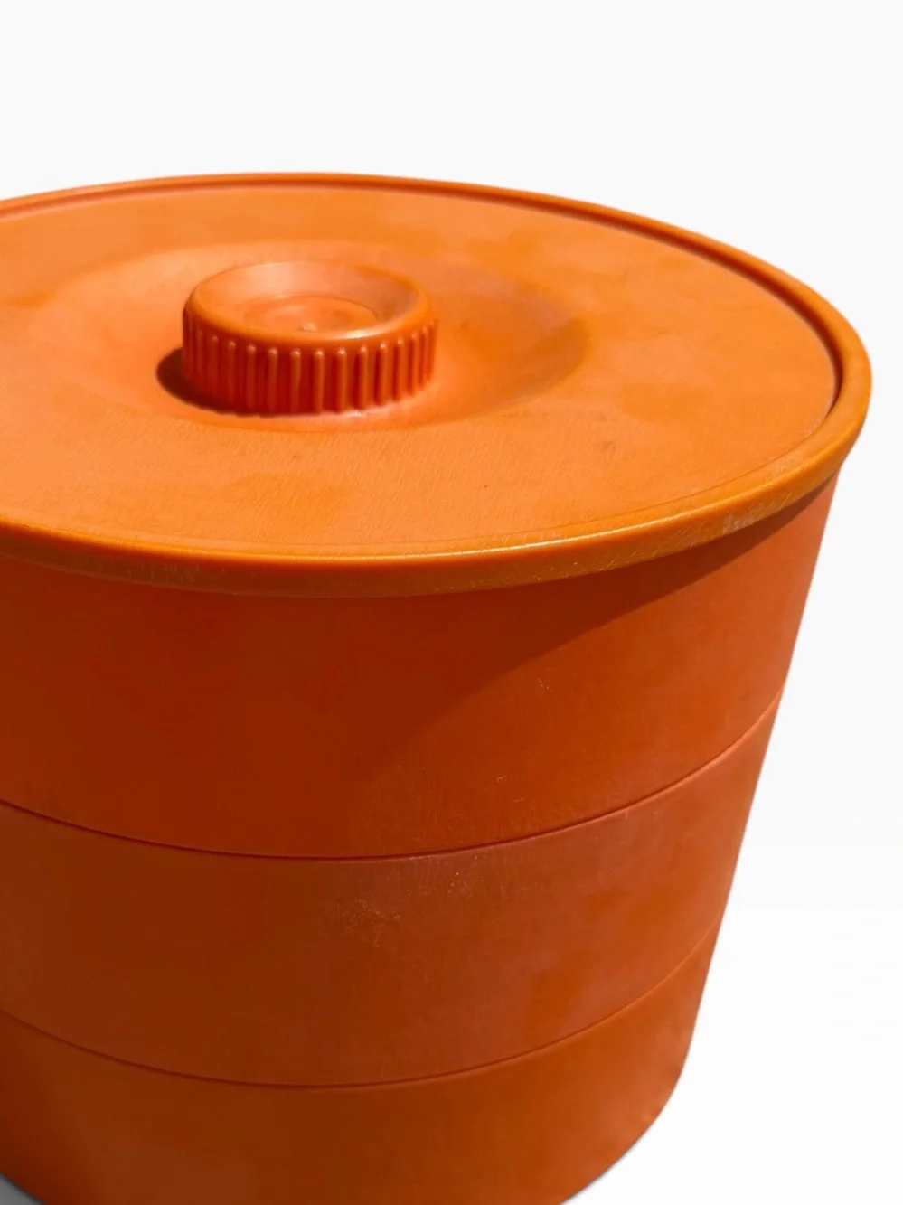Vintage Orange Stackable Plastic Storage Container with Lid